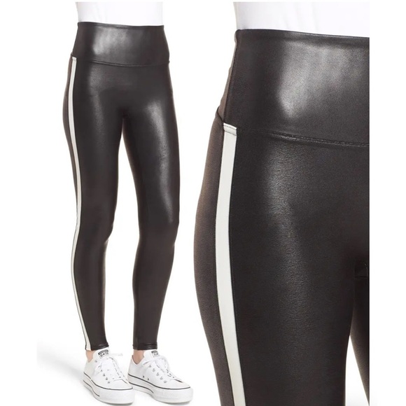 Spanx Faux Leather White Side Stripe Leggings Size XS NEW. - Picture 10 of 11